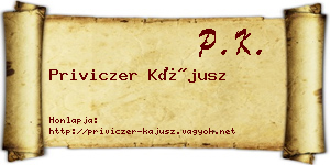 Priviczer Kájusz névjegykártya